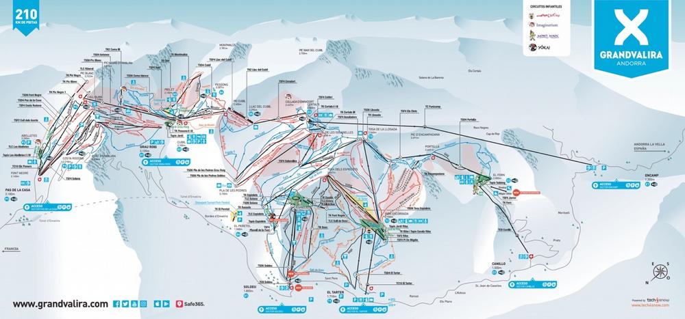 andorra pistas de esquí mapa, Grandvalira